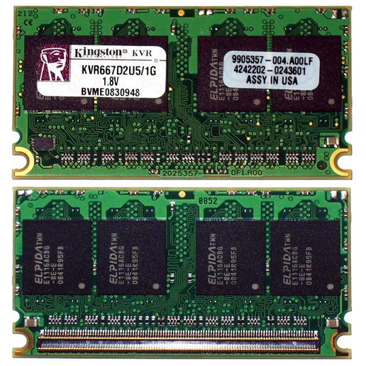 Оперативная память 1GB DDR2 PC5300 (667MHz) MICRO-DIMM 214pin CL5 Kingston ValueRAM - KVR667D2U5/1G